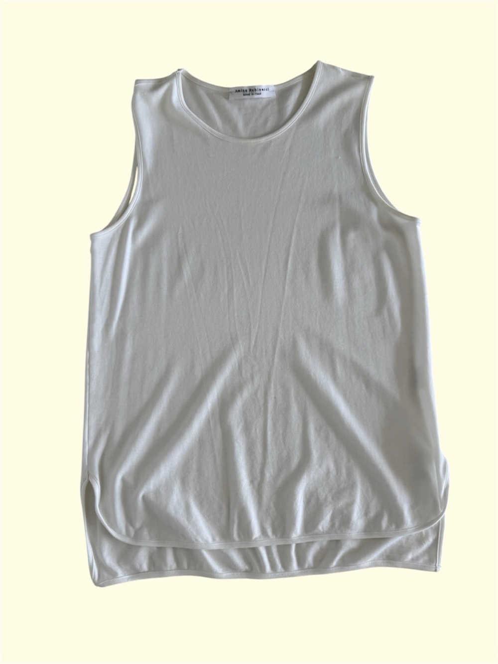 Amina Rubinacci Sleeveless White Cotton Tank Top - Size 42 Italian